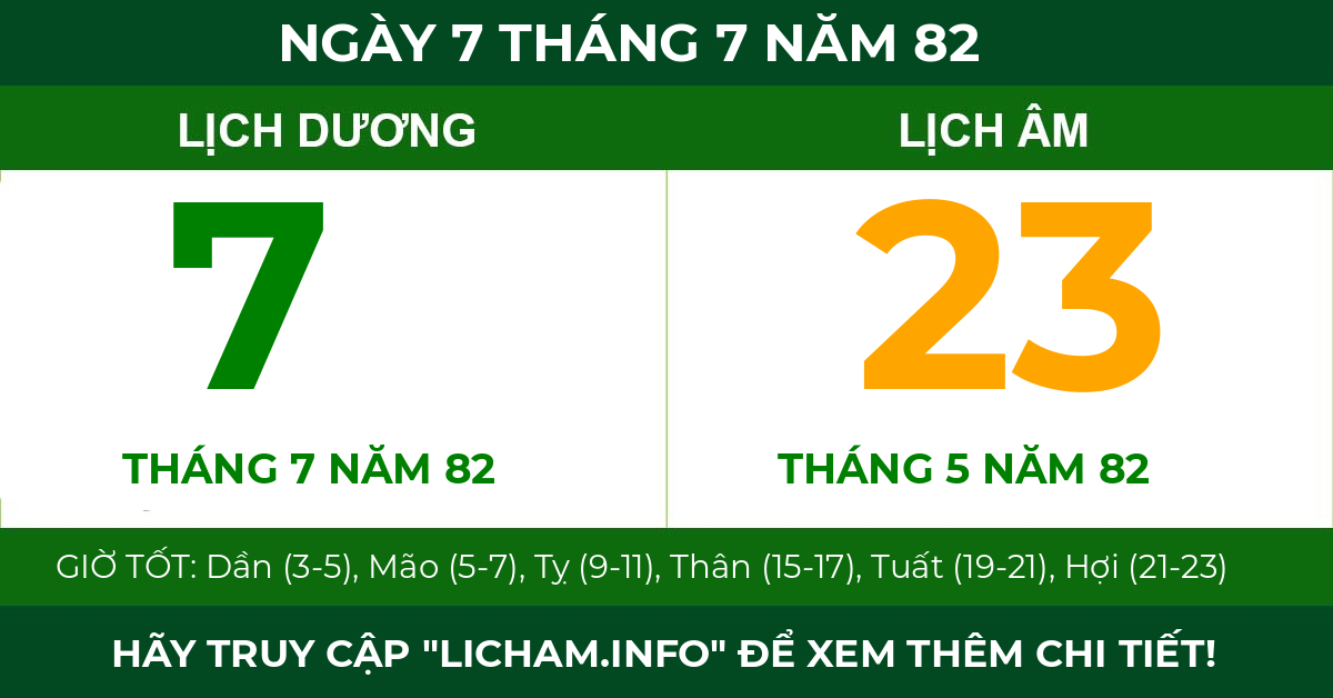lịch âm ngày 7 tháng 7 năm 82