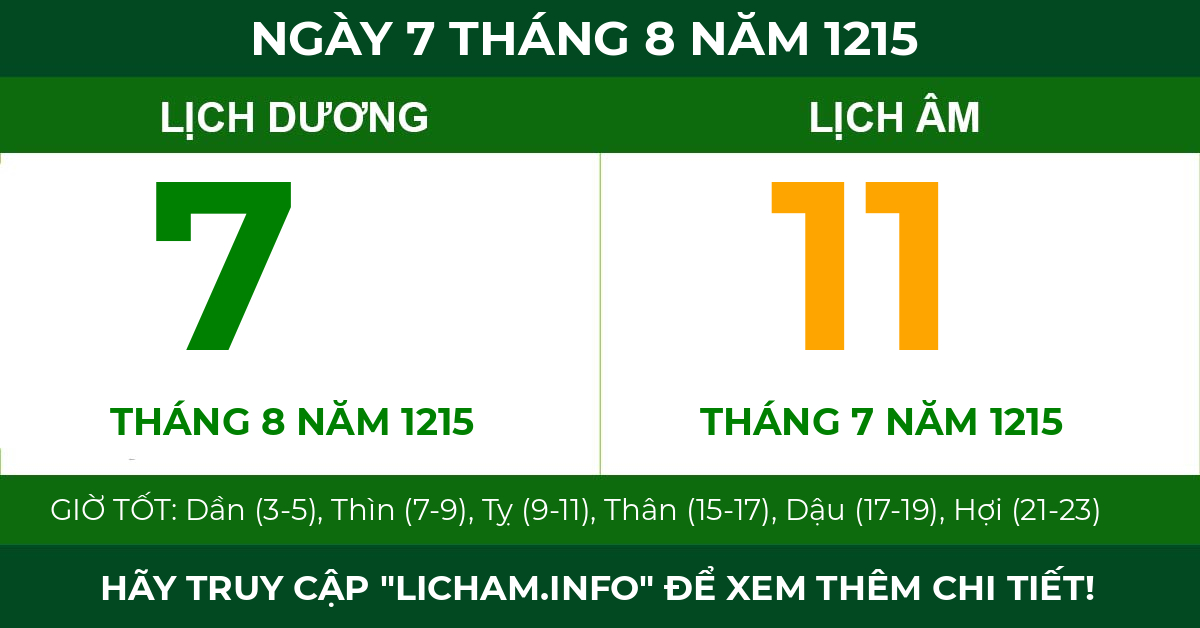 lịch âm ngày 7 tháng 8 năm 1215