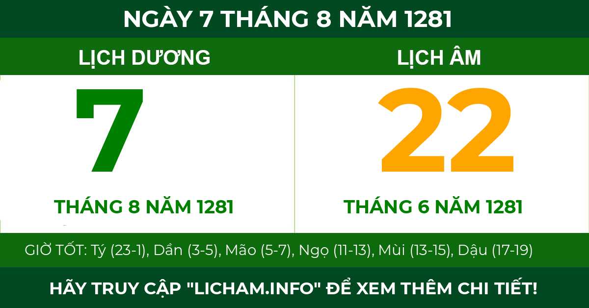 lịch âm ngày 7 tháng 8 năm 1281