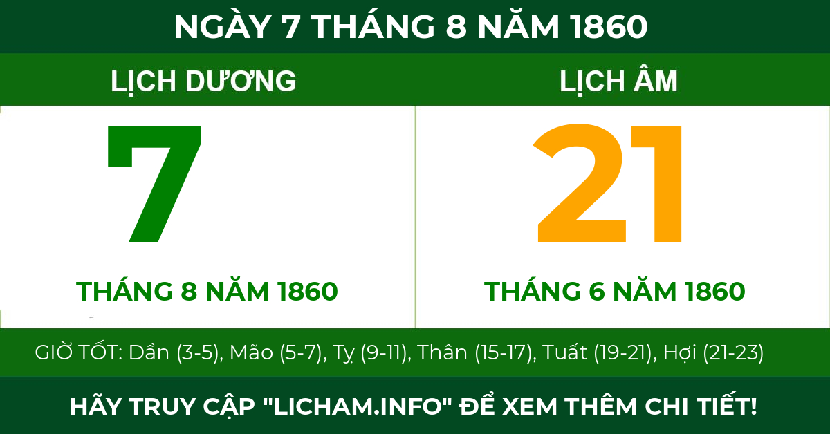 lịch âm ngày 7 tháng 8 năm 1860