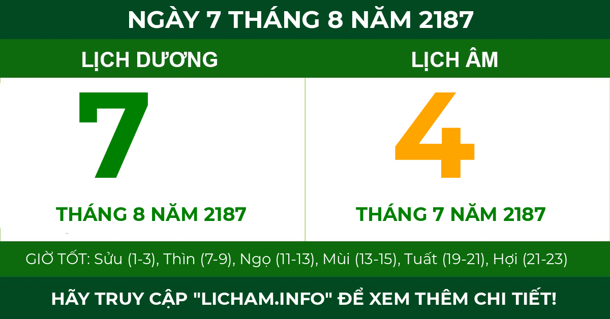 lịch âm ngày 7 tháng 8 năm 2187