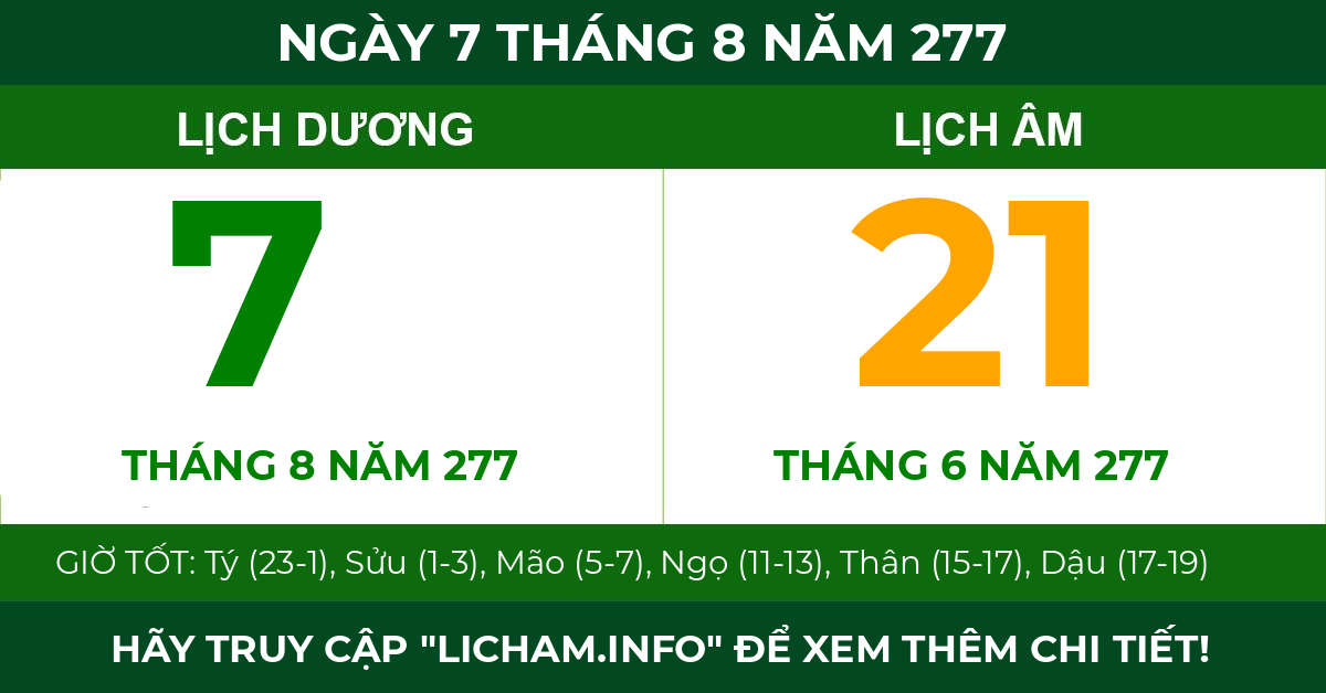 lịch âm ngày 7 tháng 8 năm 277