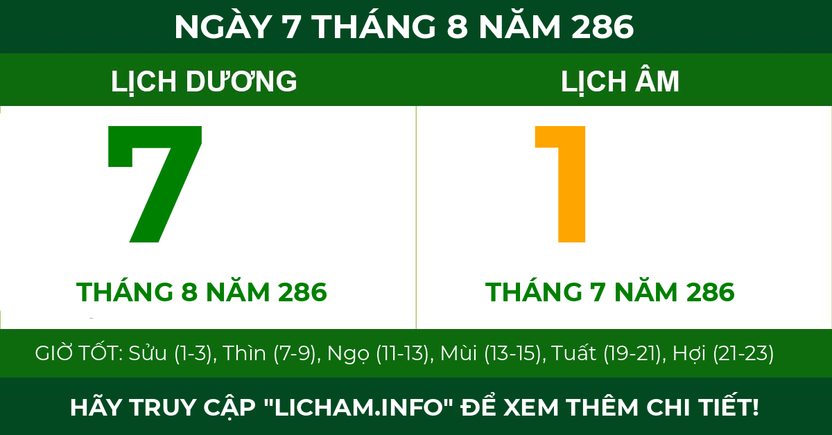 lịch âm ngày 7 tháng 8 năm 286