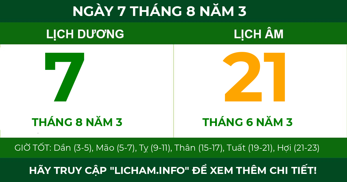 lịch âm ngày 7 tháng 8 năm 3