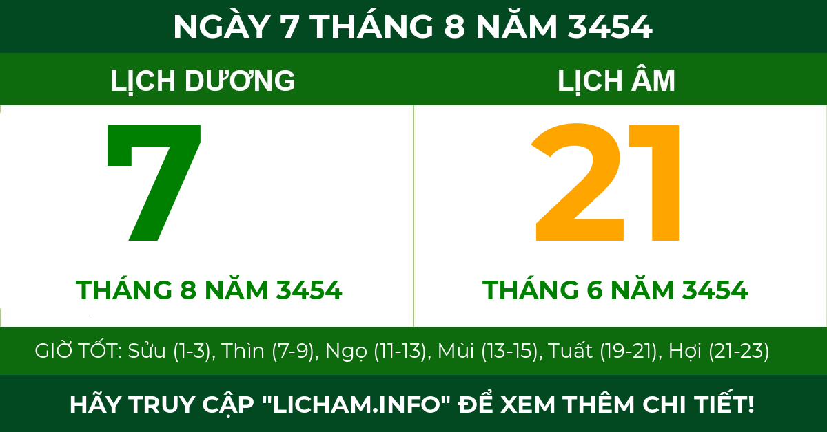lịch âm ngày 7 tháng 8 năm 3454
