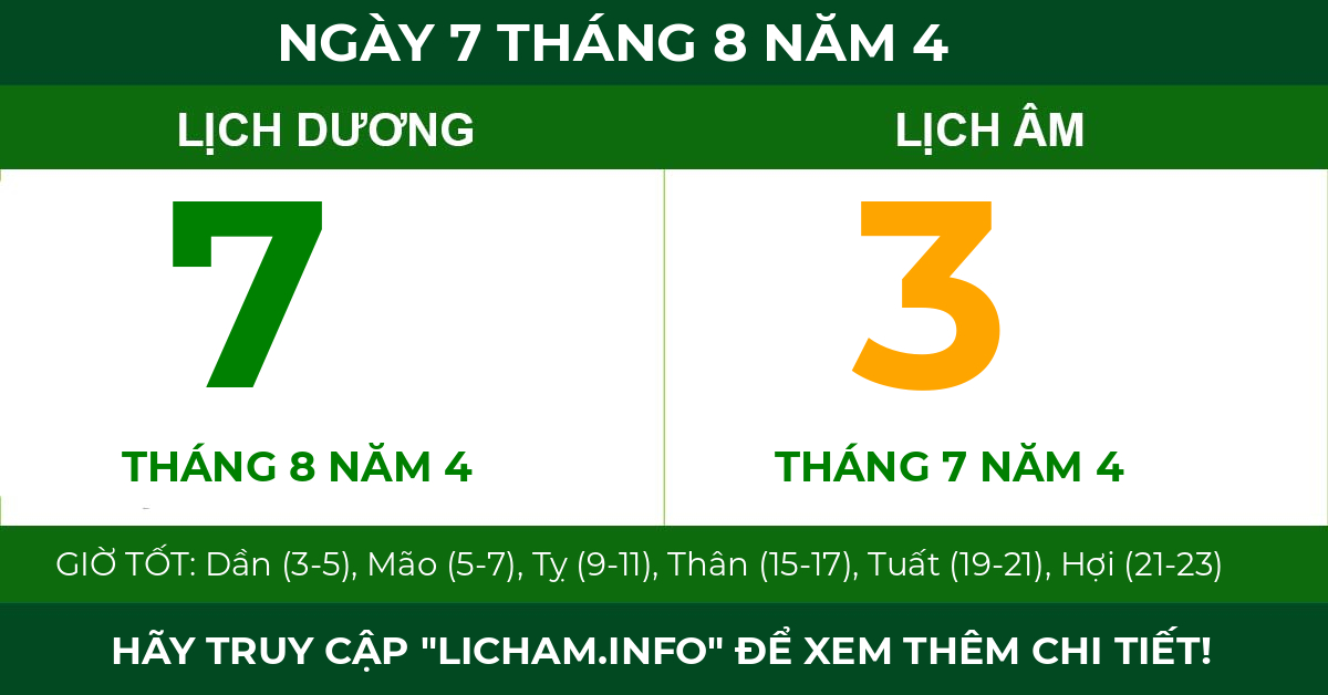 lịch âm ngày 7 tháng 8 năm 4