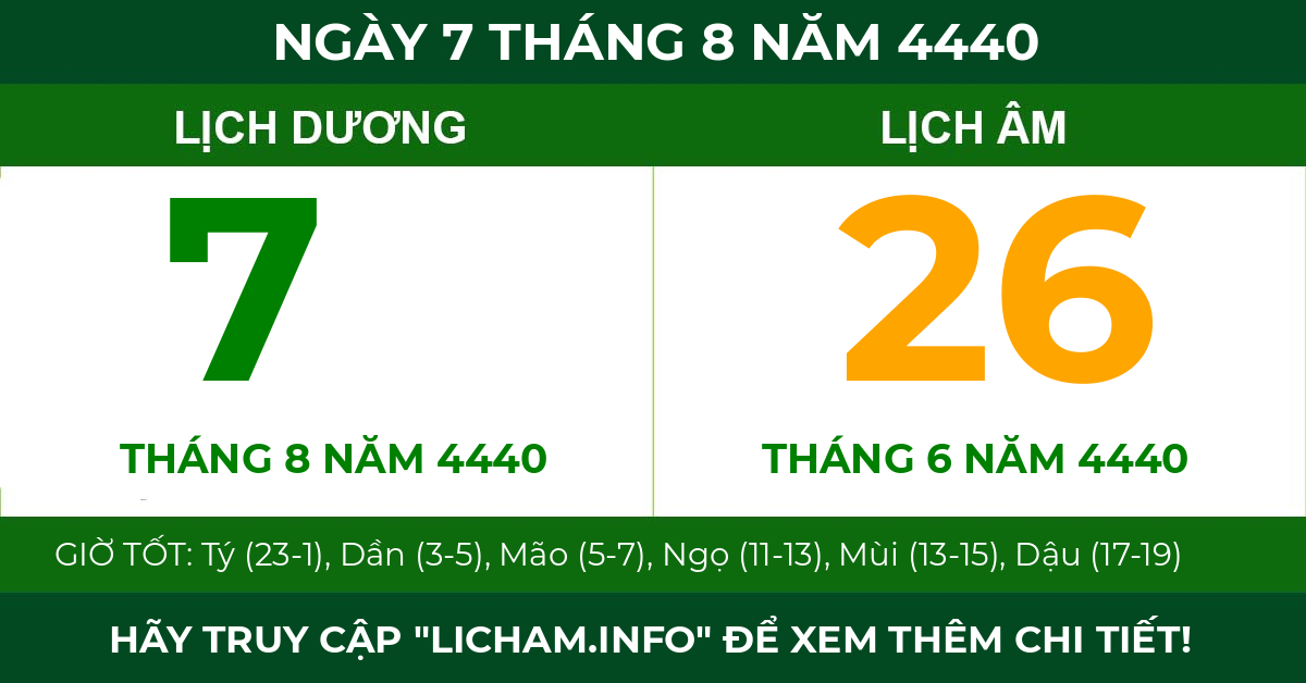 lịch âm ngày 7 tháng 8 năm 4440