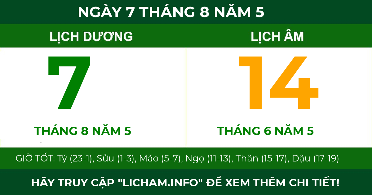lịch âm ngày 7 tháng 8 năm 5