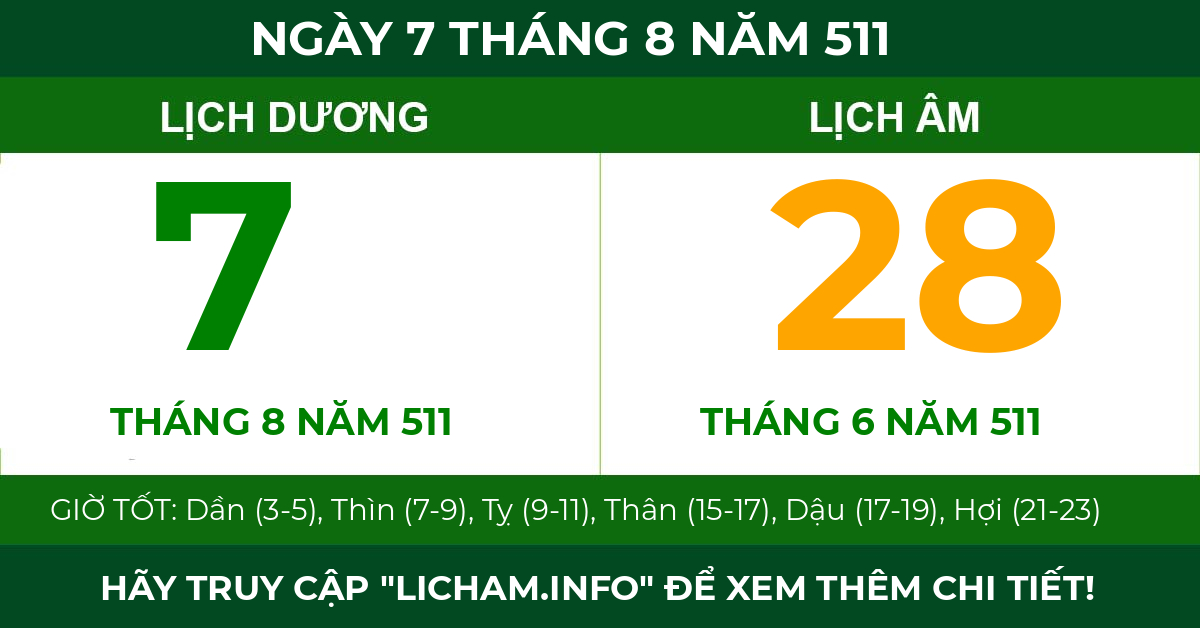lịch âm ngày 7 tháng 8 năm 511