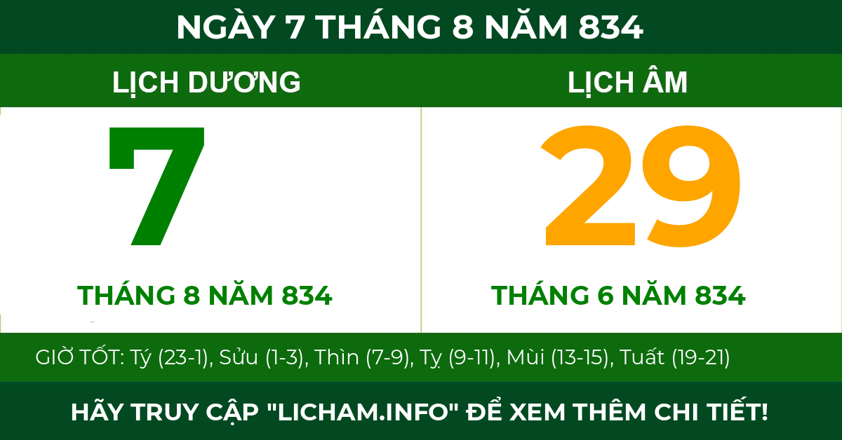 lịch âm ngày 7 tháng 8 năm 834