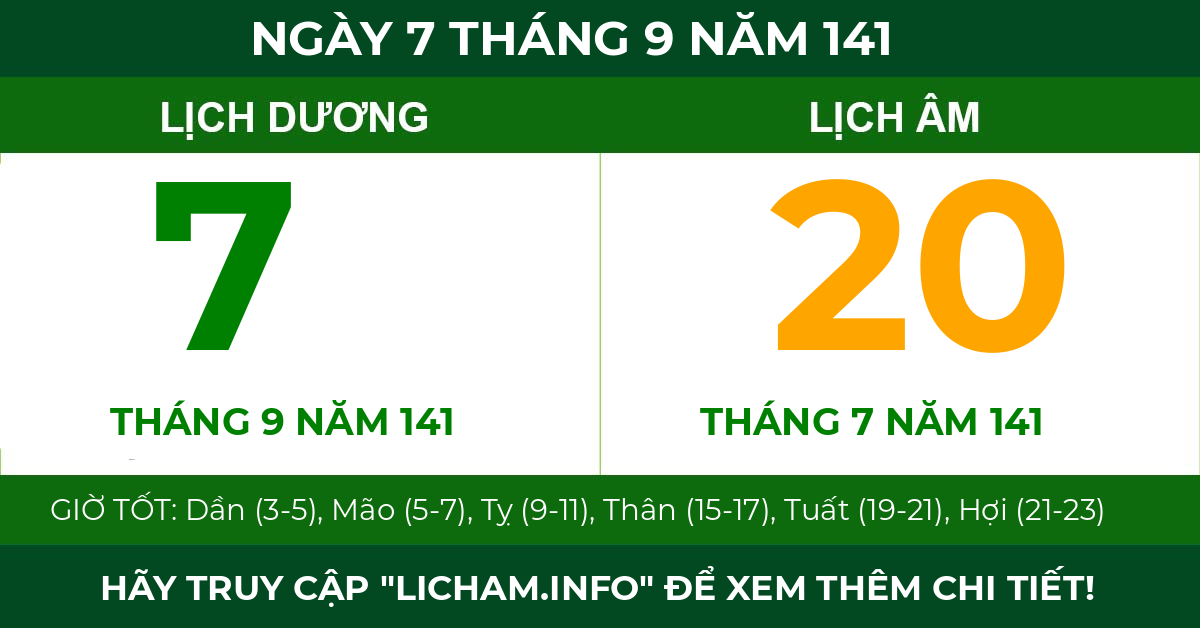 lịch âm ngày 7 tháng 9 năm 141