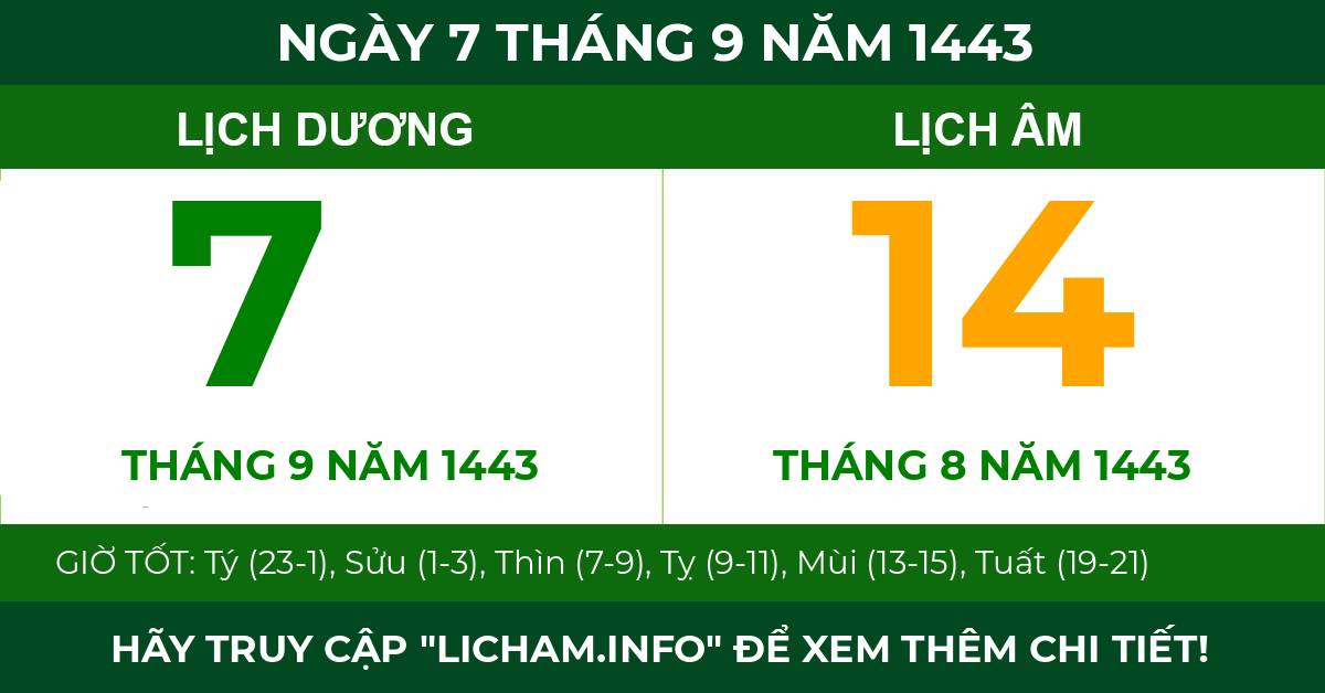 lịch âm ngày 7 tháng 9 năm 1443