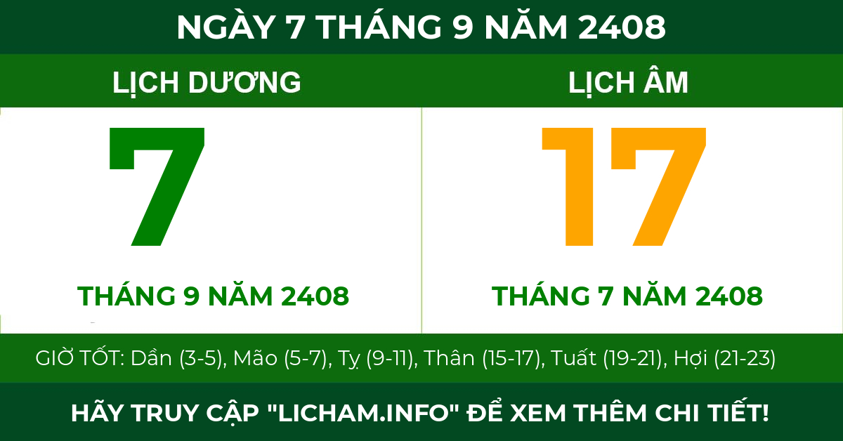 lịch âm ngày 7 tháng 9 năm 2408