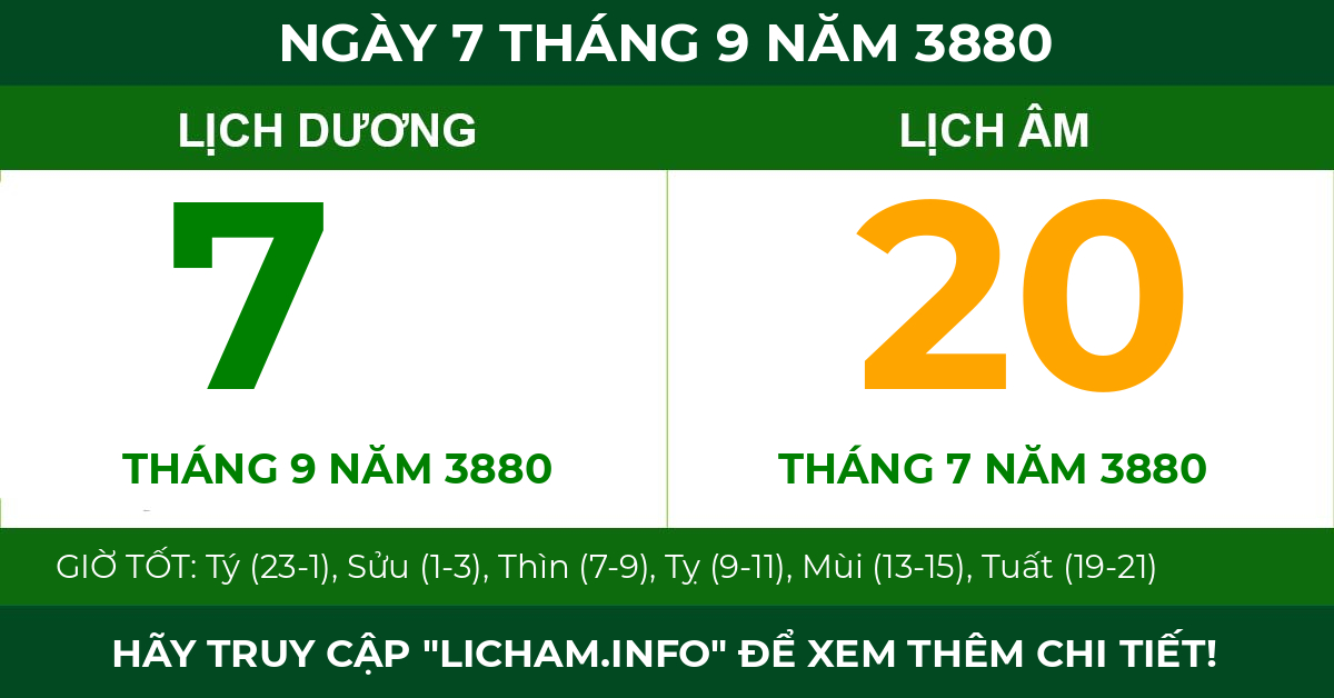 lịch âm ngày 7 tháng 9 năm 3880
