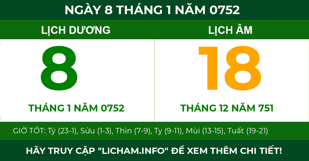 lịch âm ngày 8 tháng 1 năm 0752