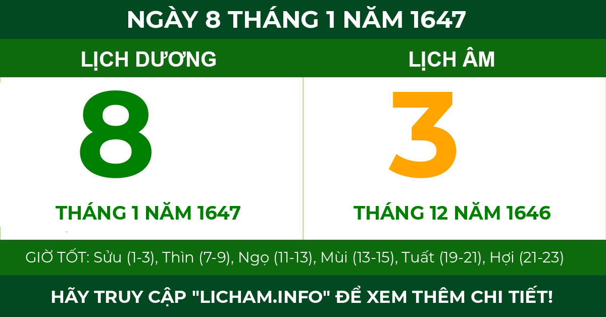 lịch âm ngày 8 tháng 1 năm 1647