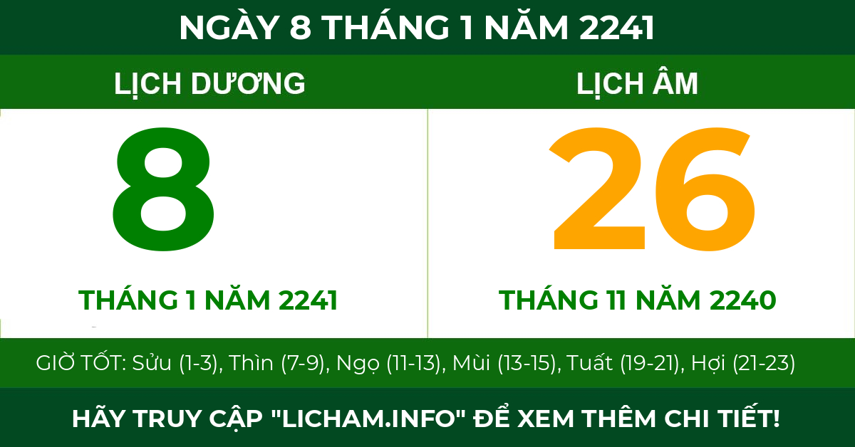 lịch âm ngày 8 tháng 1 năm 2241
