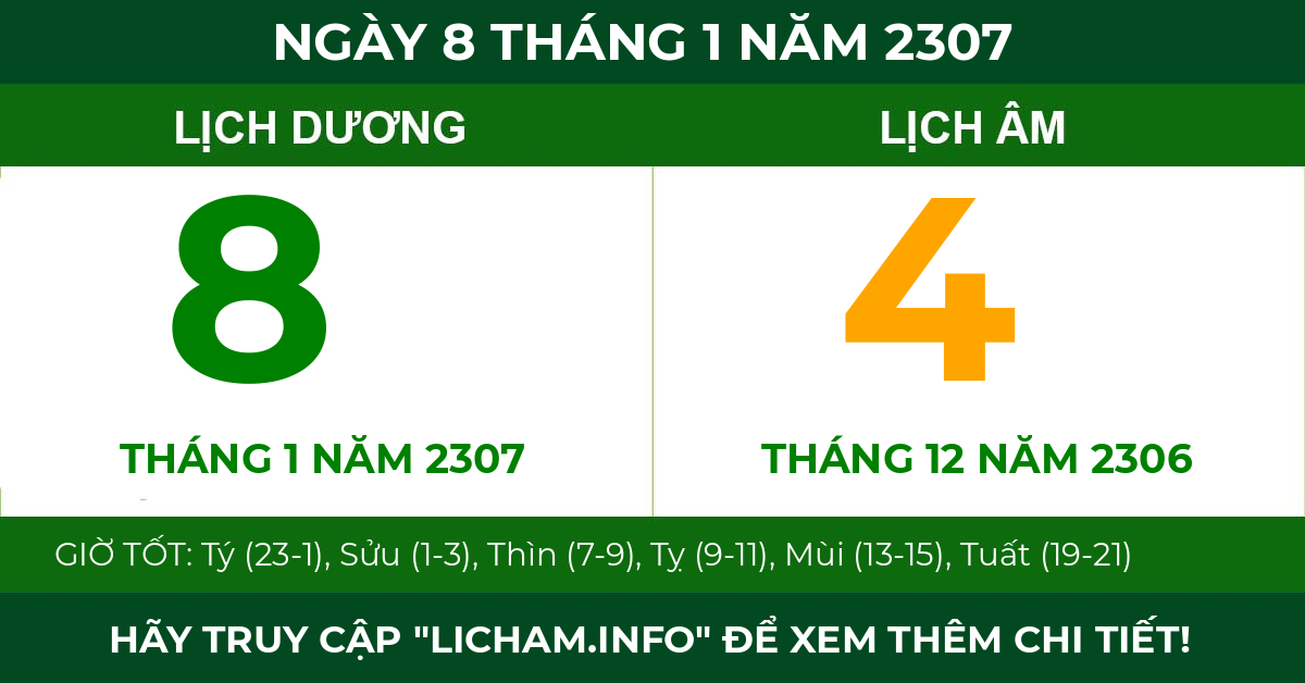 lịch âm ngày 8 tháng 1 năm 2307