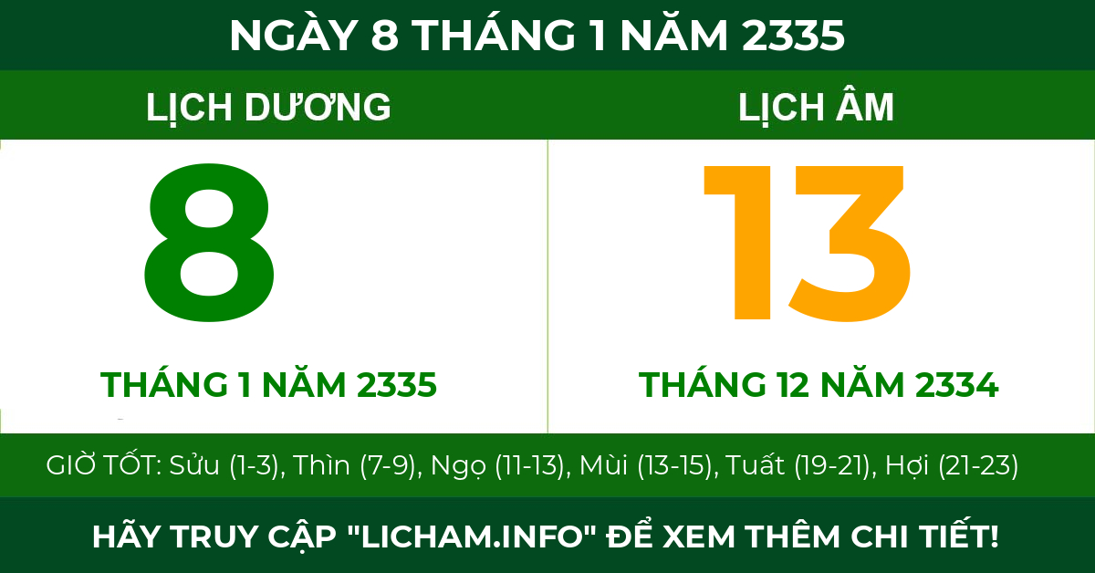 lịch âm ngày 8 tháng 1 năm 2335