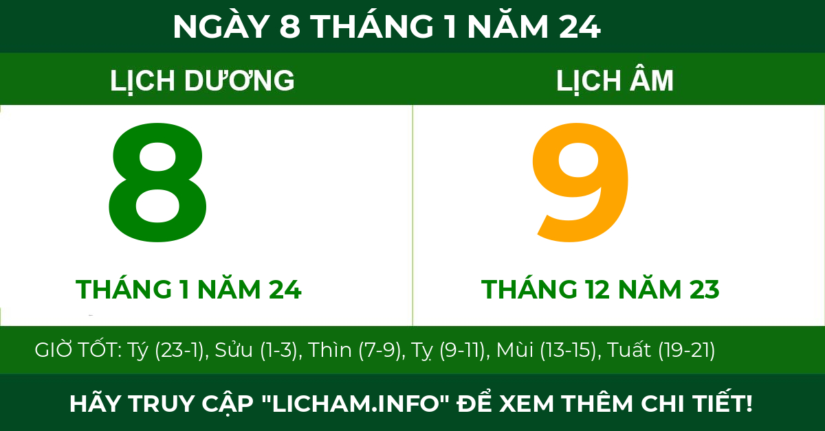 lịch âm ngày 8 tháng 1 năm 24