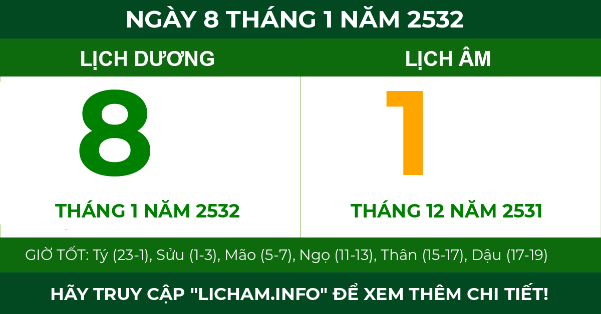 lịch âm ngày 8 tháng 1 năm 2532