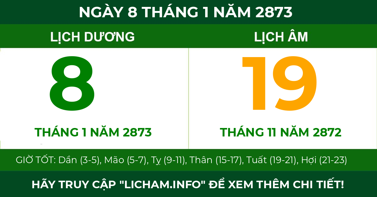 lịch âm ngày 8 tháng 1 năm 2873