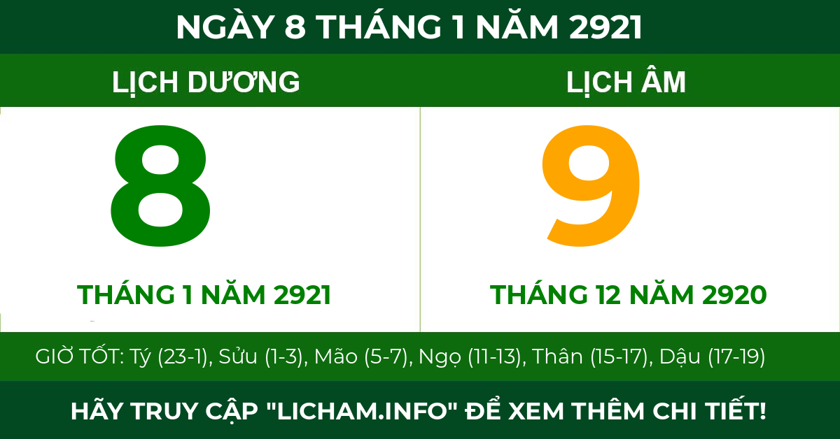 lịch âm ngày 8 tháng 1 năm 2921