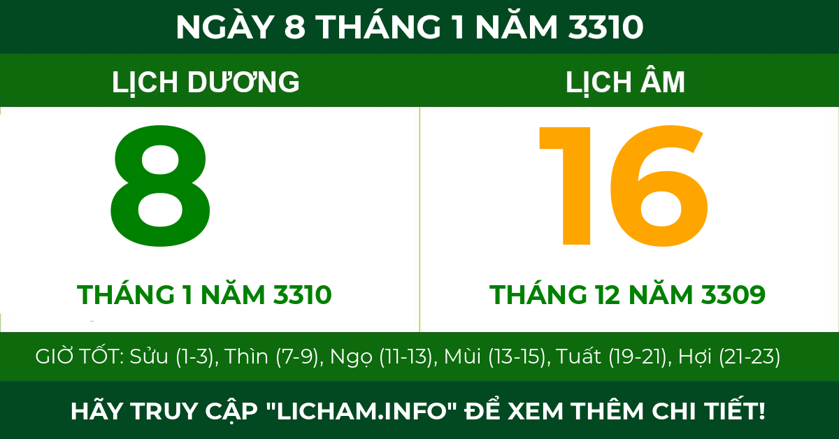 lịch âm ngày 8 tháng 1 năm 3310