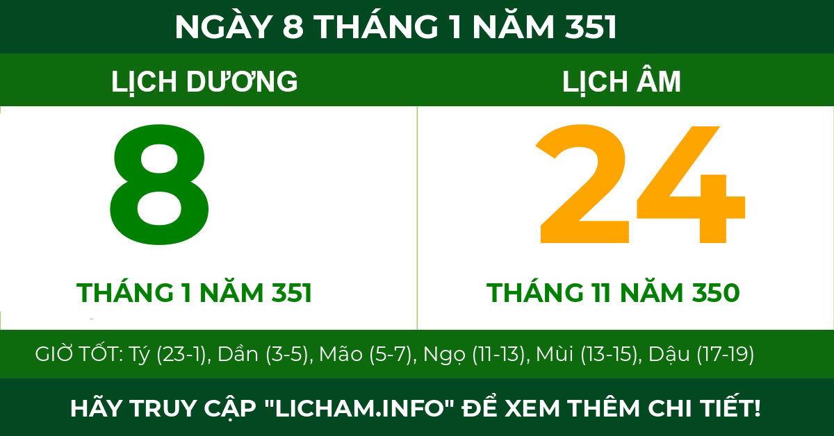 lịch âm ngày 8 tháng 1 năm 351