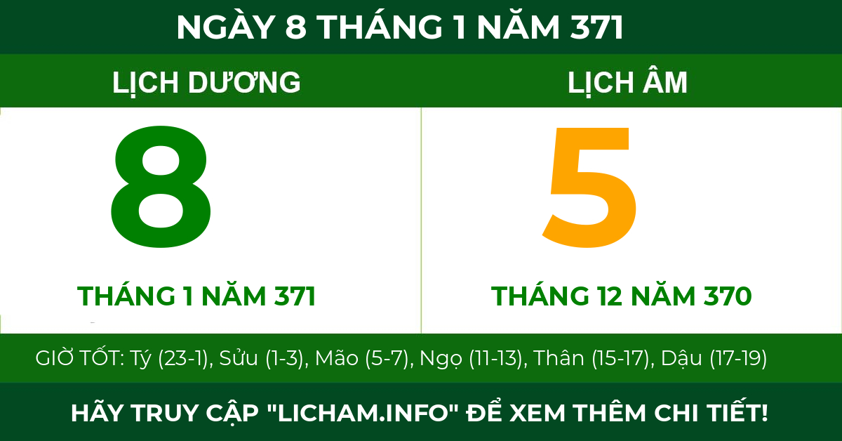 lịch âm ngày 8 tháng 1 năm 371