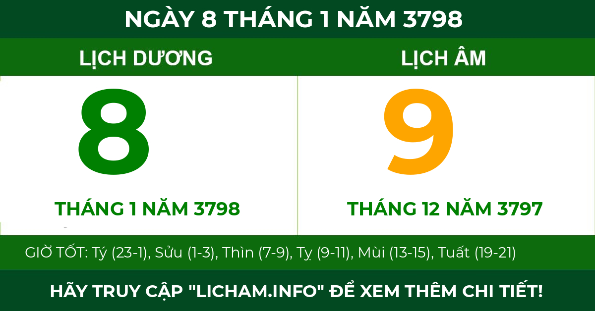 lịch âm ngày 8 tháng 1 năm 3798