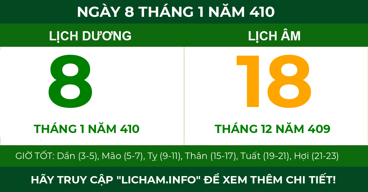 lịch âm ngày 8 tháng 1 năm 410
