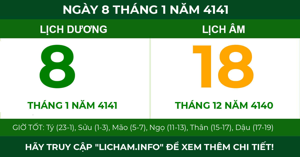 lịch âm ngày 8 tháng 1 năm 4141