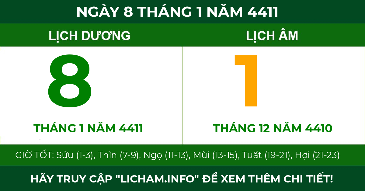lịch âm ngày 8 tháng 1 năm 4411