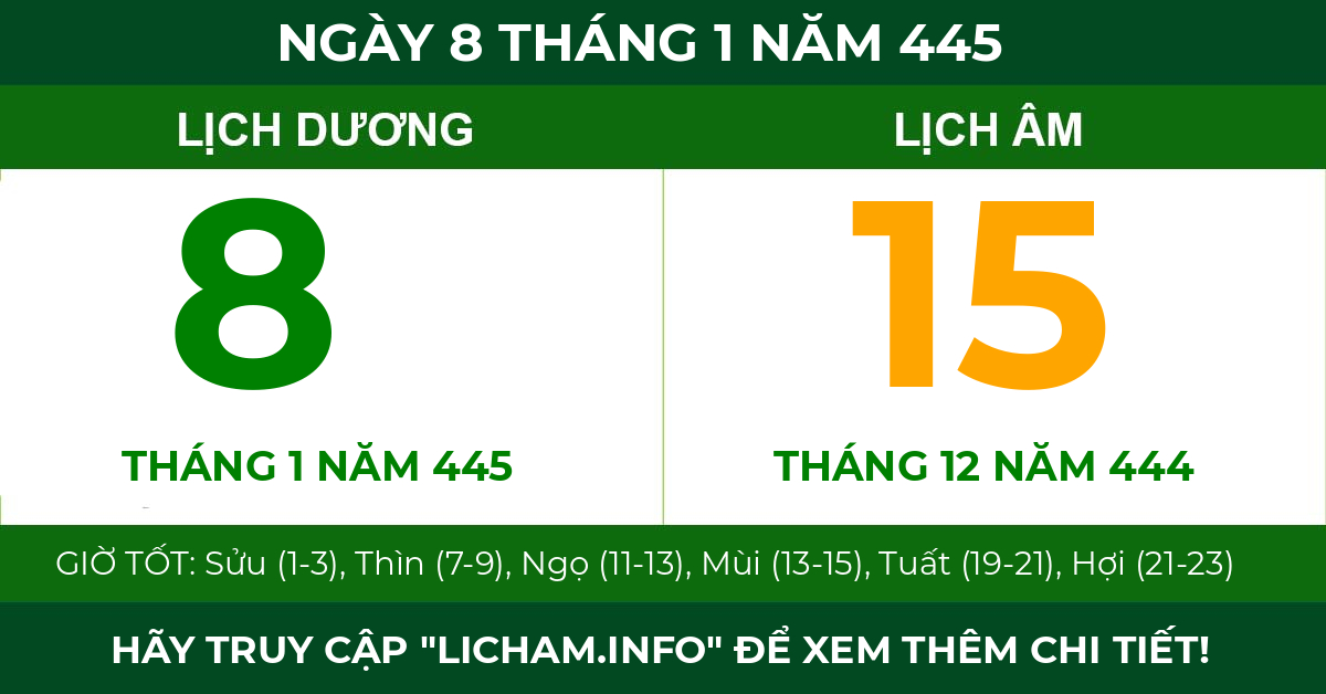 lịch âm ngày 8 tháng 1 năm 445