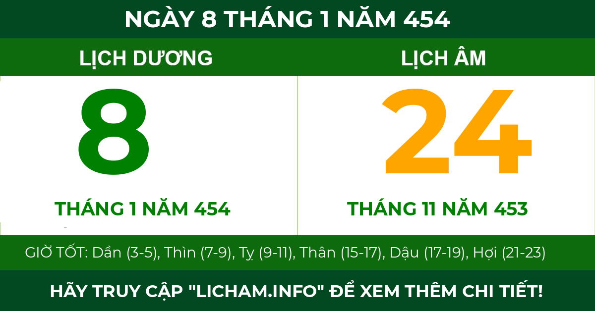 lịch âm ngày 8 tháng 1 năm 454