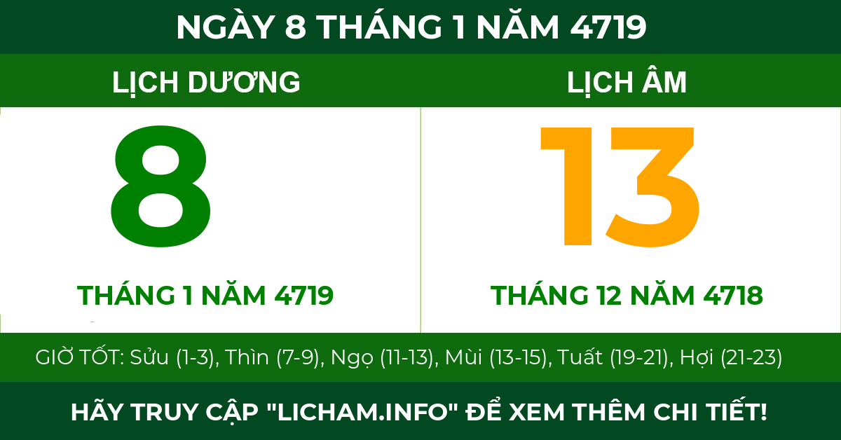 lịch âm ngày 8 tháng 1 năm 4719