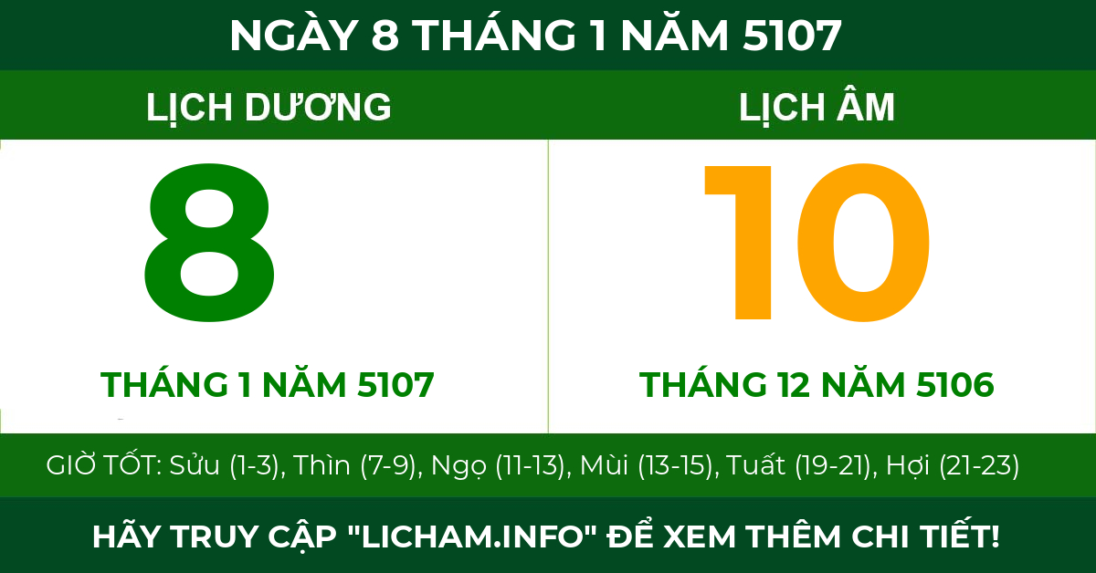 lịch âm ngày 8 tháng 1 năm 5107
