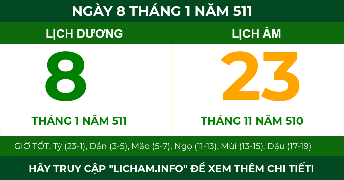 lịch âm ngày 8 tháng 1 năm 511