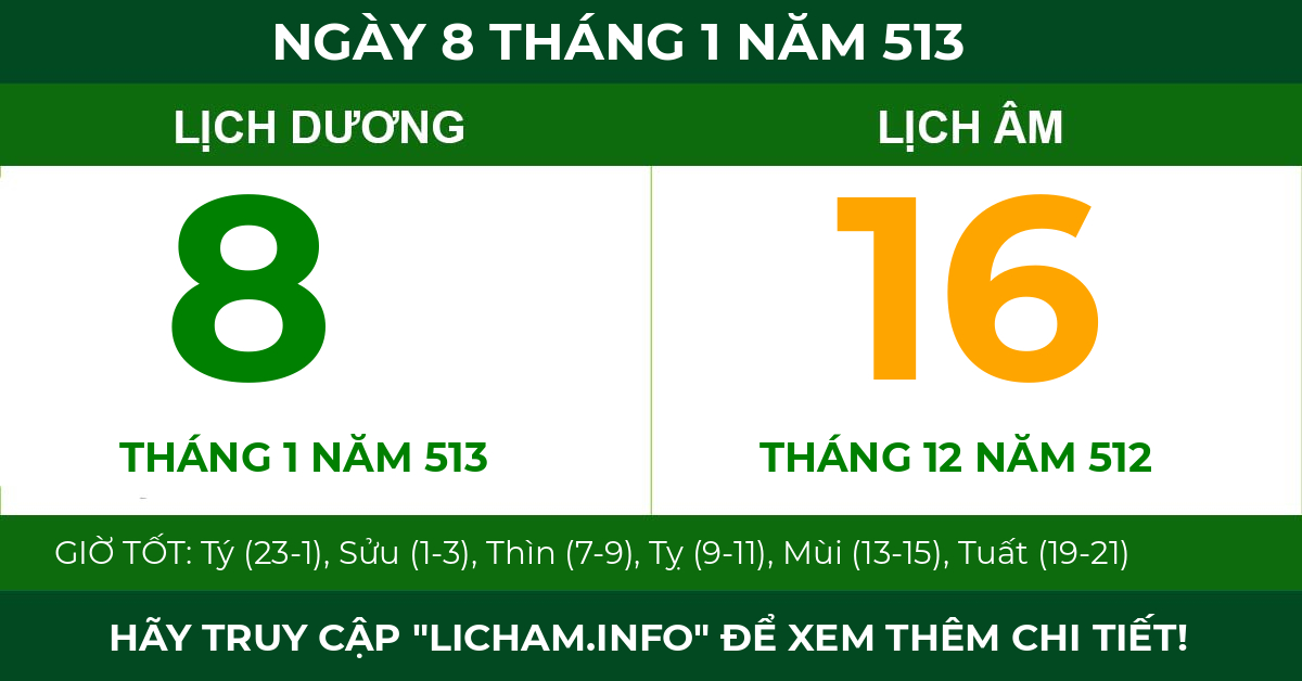 lịch âm ngày 8 tháng 1 năm 513