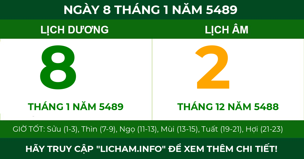 lịch âm ngày 8 tháng 1 năm 5489