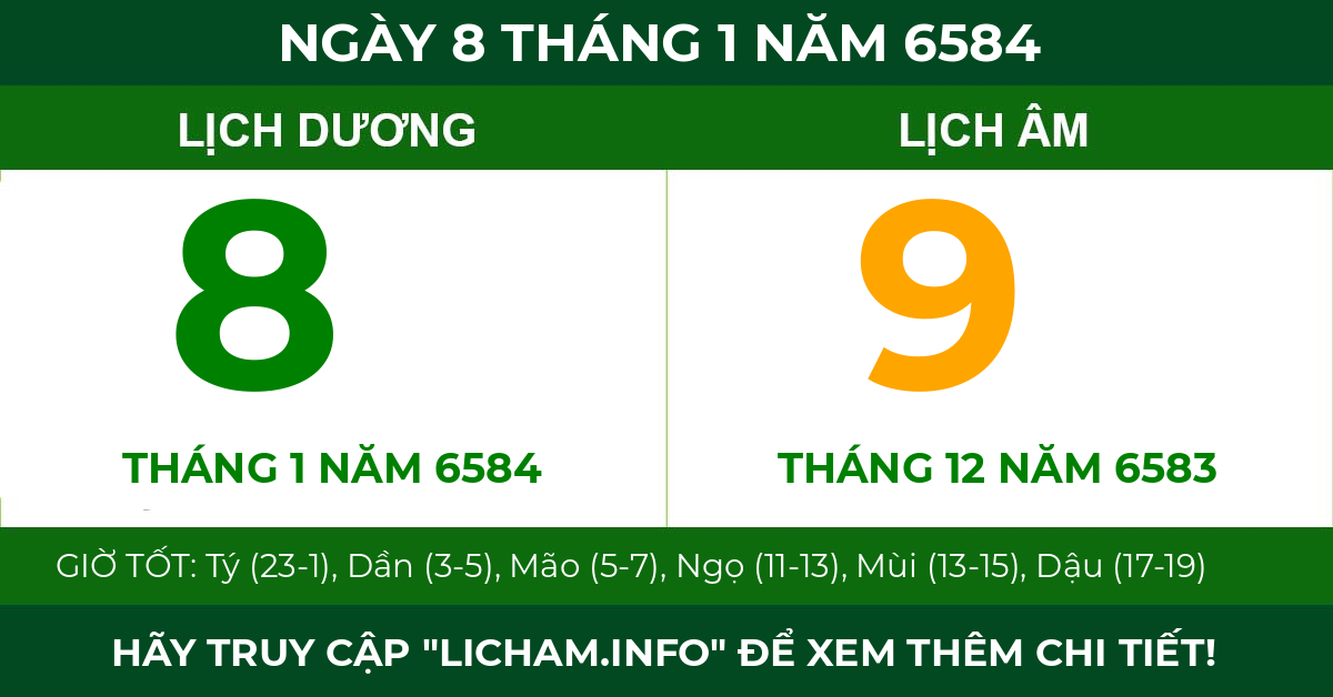 lịch âm ngày 8 tháng 1 năm 6584