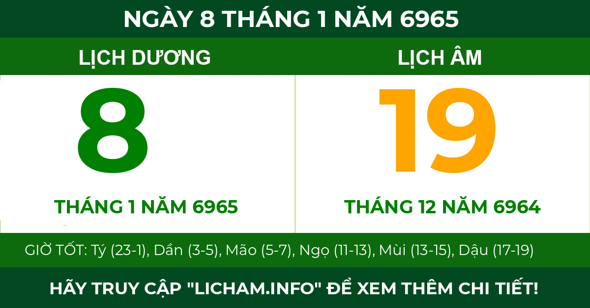 lịch âm ngày 8 tháng 1 năm 6965