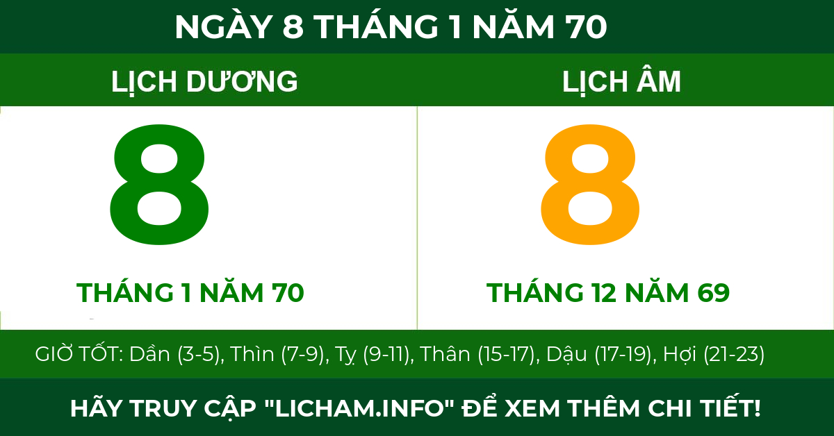 lịch âm ngày 8 tháng 1 năm 70