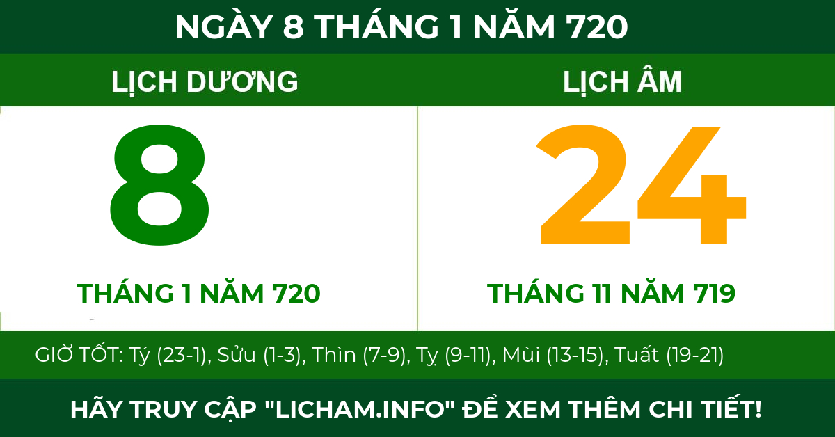 lịch âm ngày 8 tháng 1 năm 720