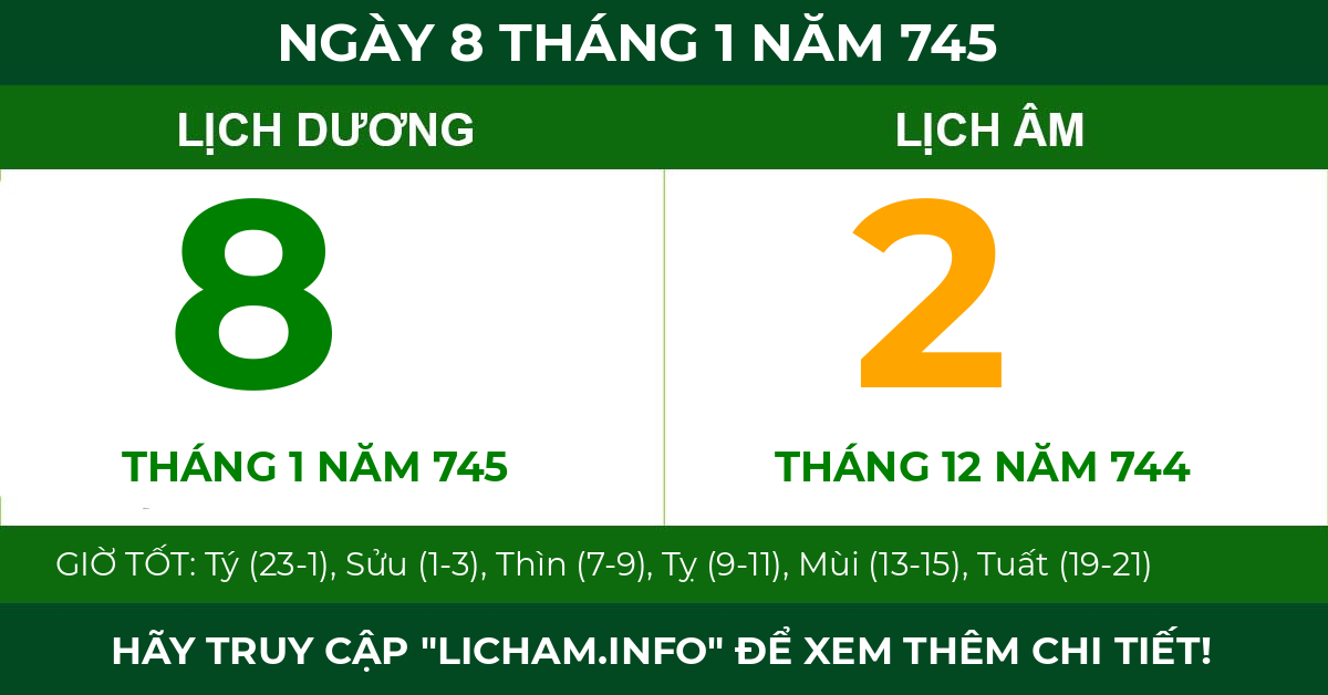 lịch âm ngày 8 tháng 1 năm 745