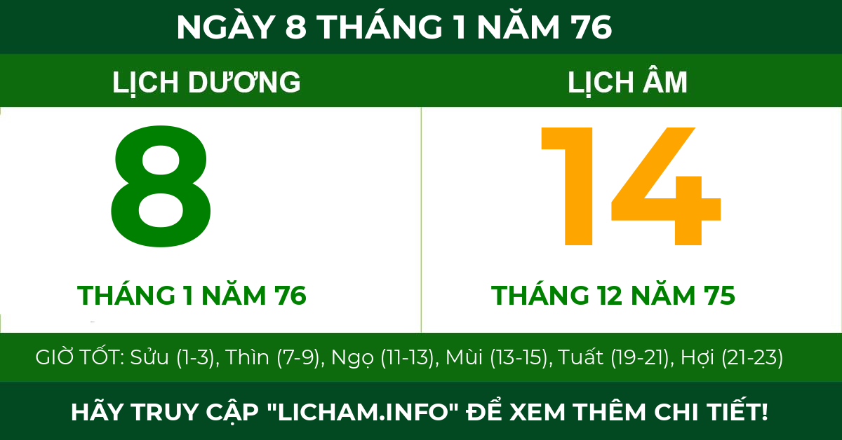 lịch âm ngày 8 tháng 1 năm 76