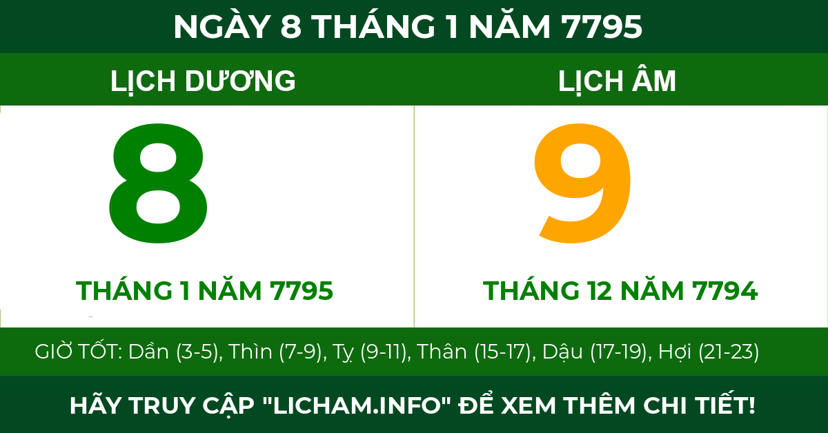 lịch âm ngày 8 tháng 1 năm 7795