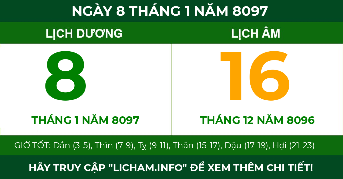 lịch âm ngày 8 tháng 1 năm 8097