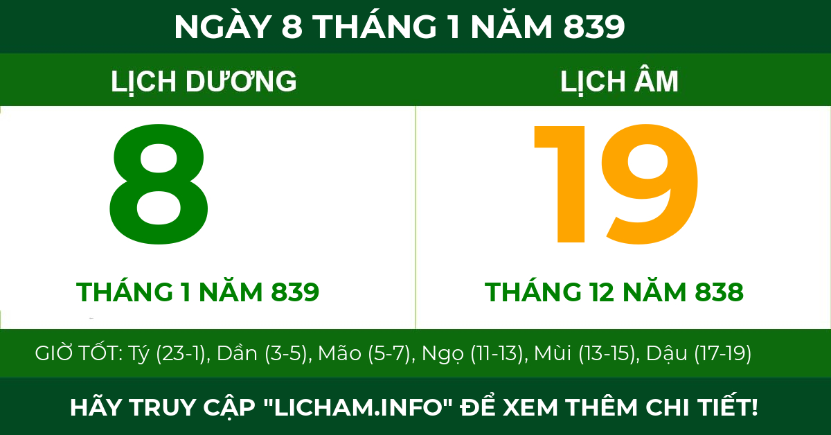 lịch âm ngày 8 tháng 1 năm 839